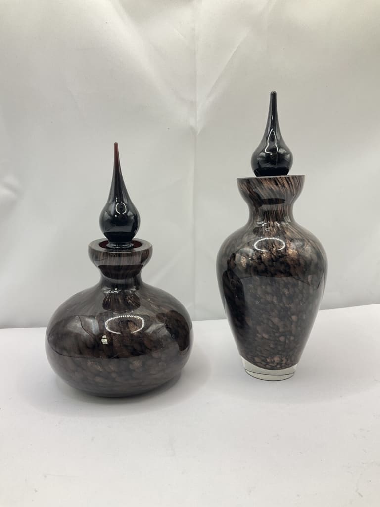 PAIR OF ART GLASS BOTTLES — NZ auction result