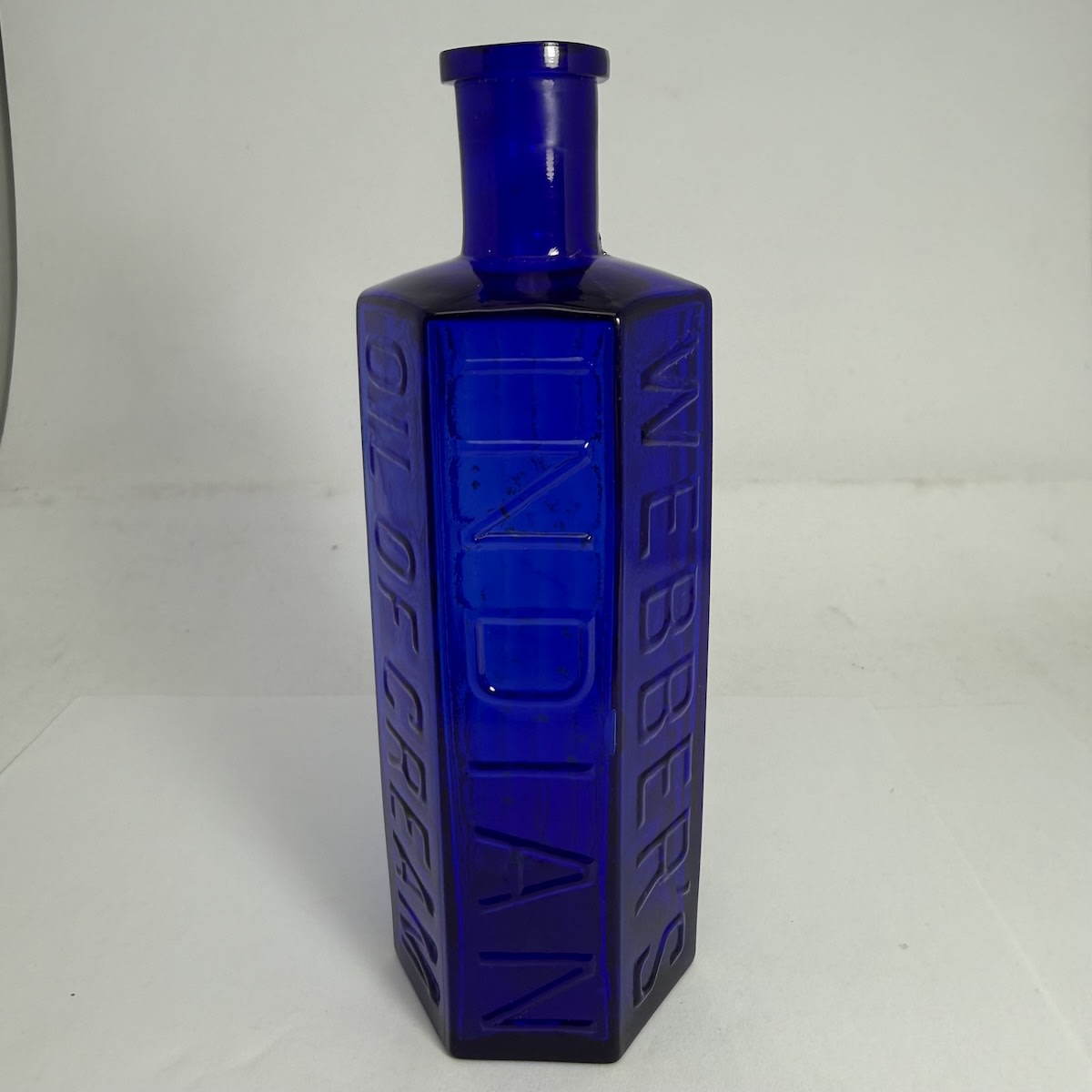 Poison. Webber's Indian Oil of Cream. Cobalt Blue. Hexagonal. 150 mm. (Tasmania)