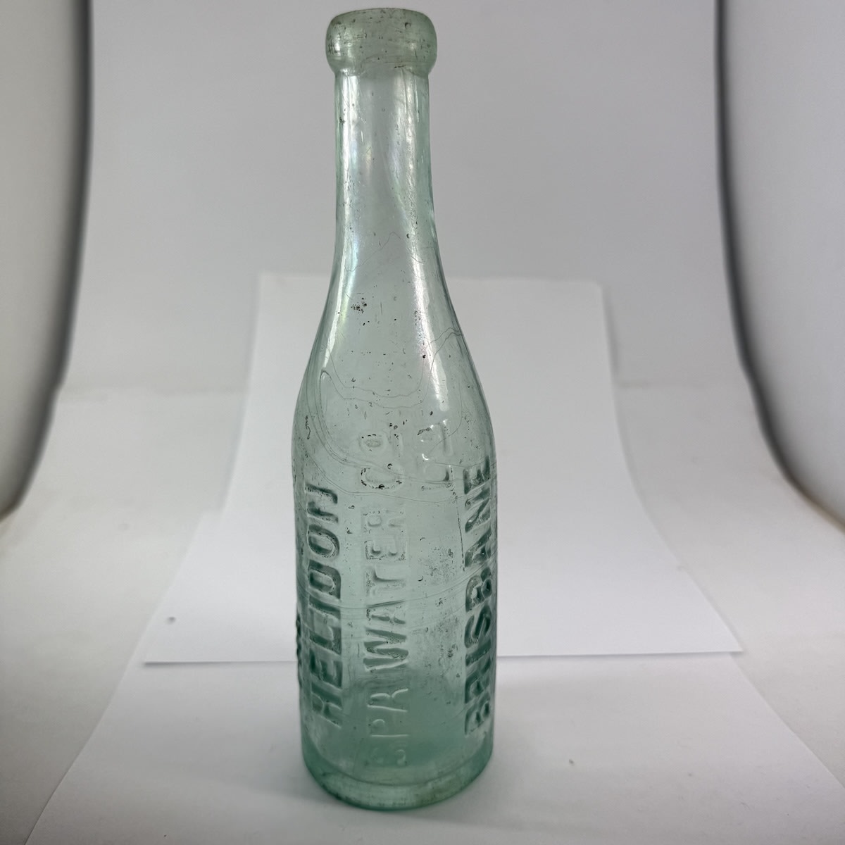 Blob Top Soda. The Helidon Spa Water Co Ltd Brisbane. Unusual 5 lines of embossing. Aqua. 6 oz. (Queensland)