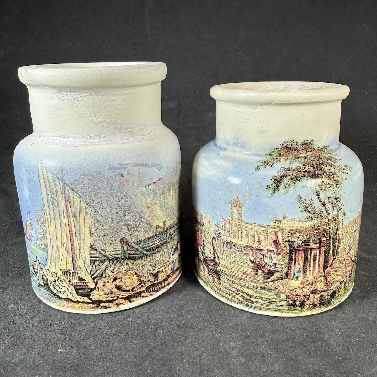 2 repaired Pratt Jars: Pegwell Bay and Venice.