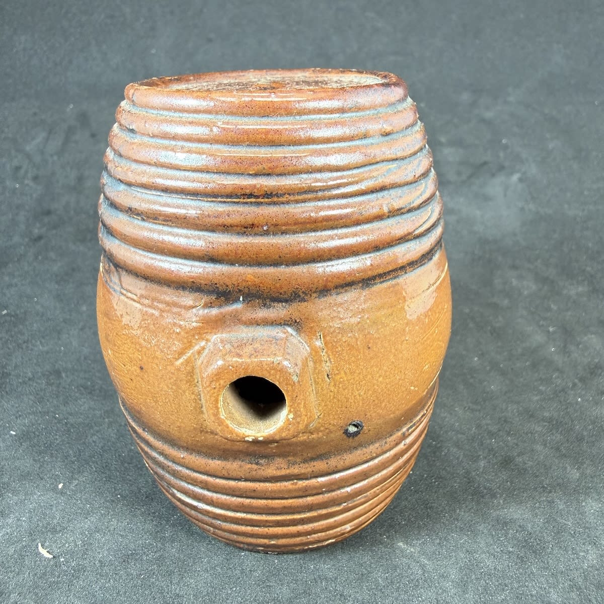 Small Stoneware Barrel. Ink perhaps although would need a stand. Salt Glaze. About 4 oz.