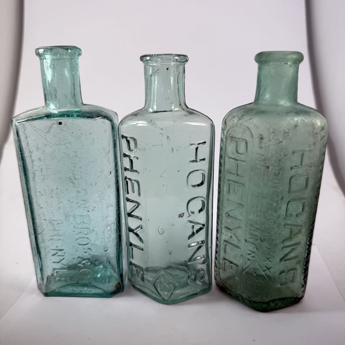 3 Poisons/Phenyles: Hogan Bros & Co oblong shaped; 2 x different Diamond shaped Hogan's. (Victoria)