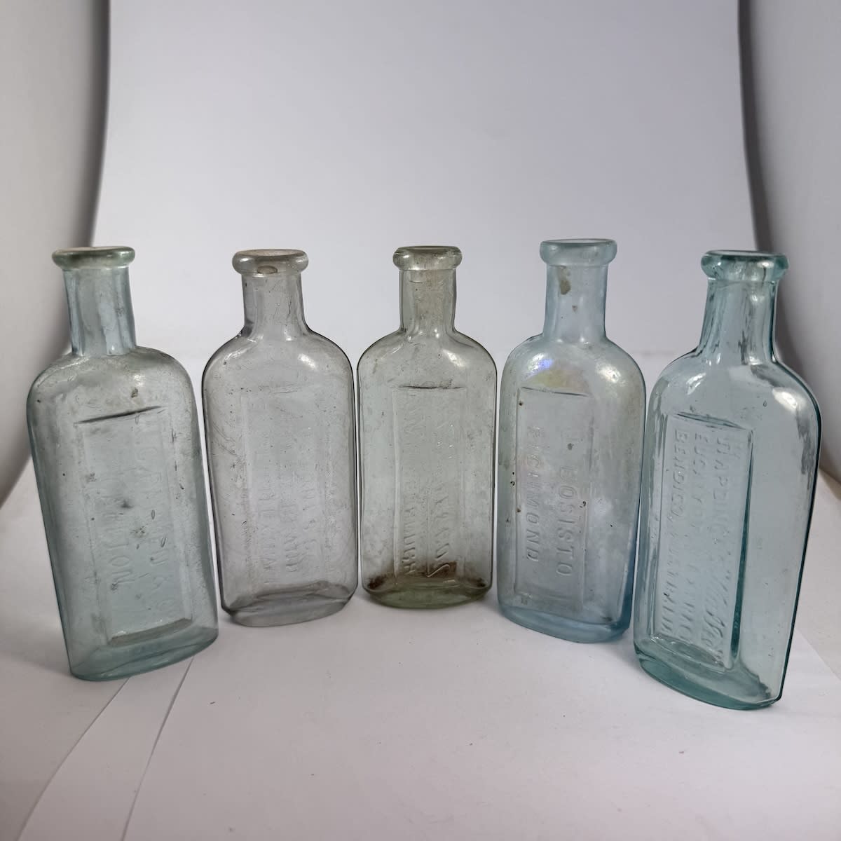 5 Eucalyptus Oils: A. C. Parken & Co Carlton (Parkin misspelled); P. Jones's Mallee Brand; J. Bosisto Richmond; H. S. Cope & Co Maryborough; Hardinge's Mallee Bendigo. (Victoria)