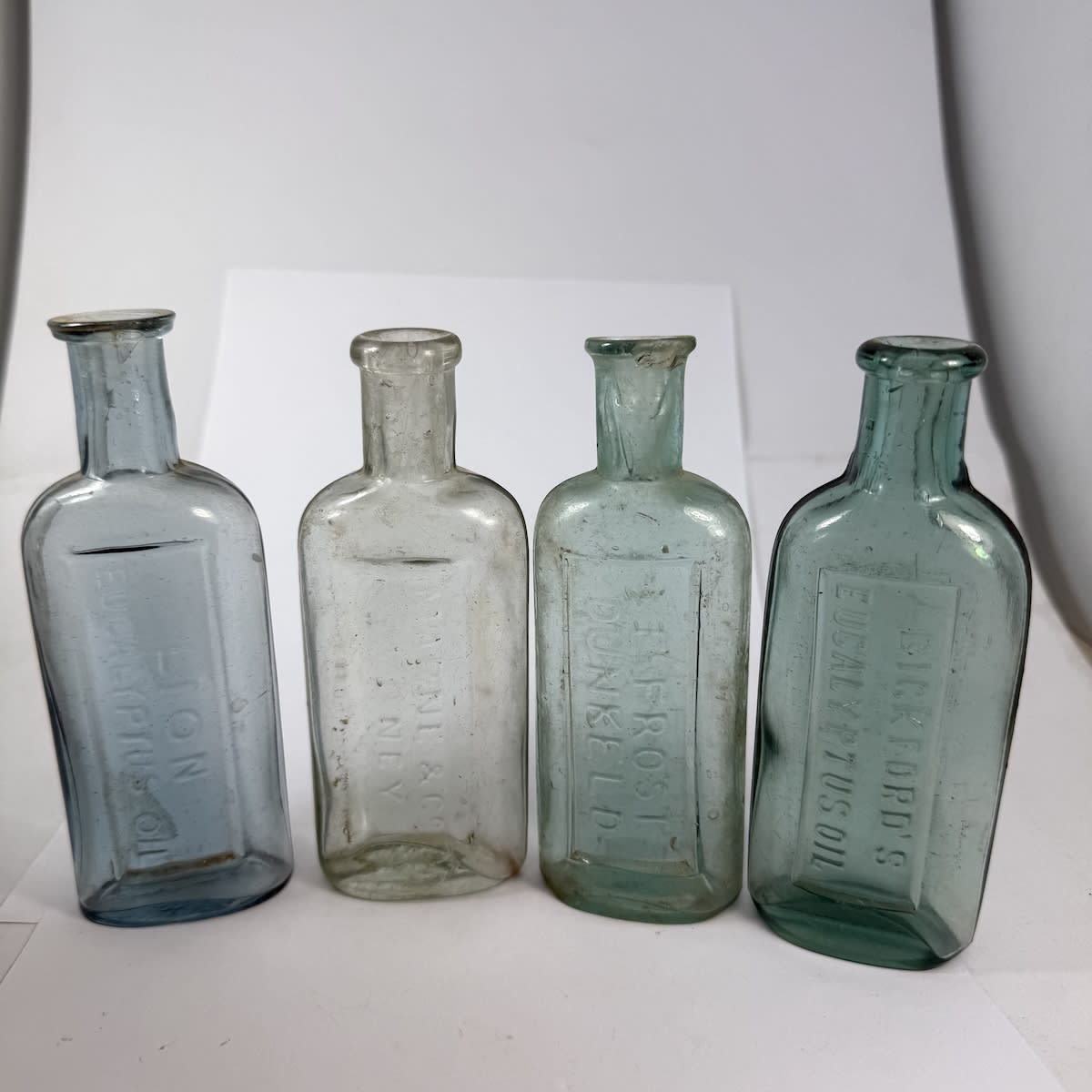 4 Eucalyptus Oils: Lion; Marne & Co., Sydney; E. Frost, Dunkeld; Bickford's.