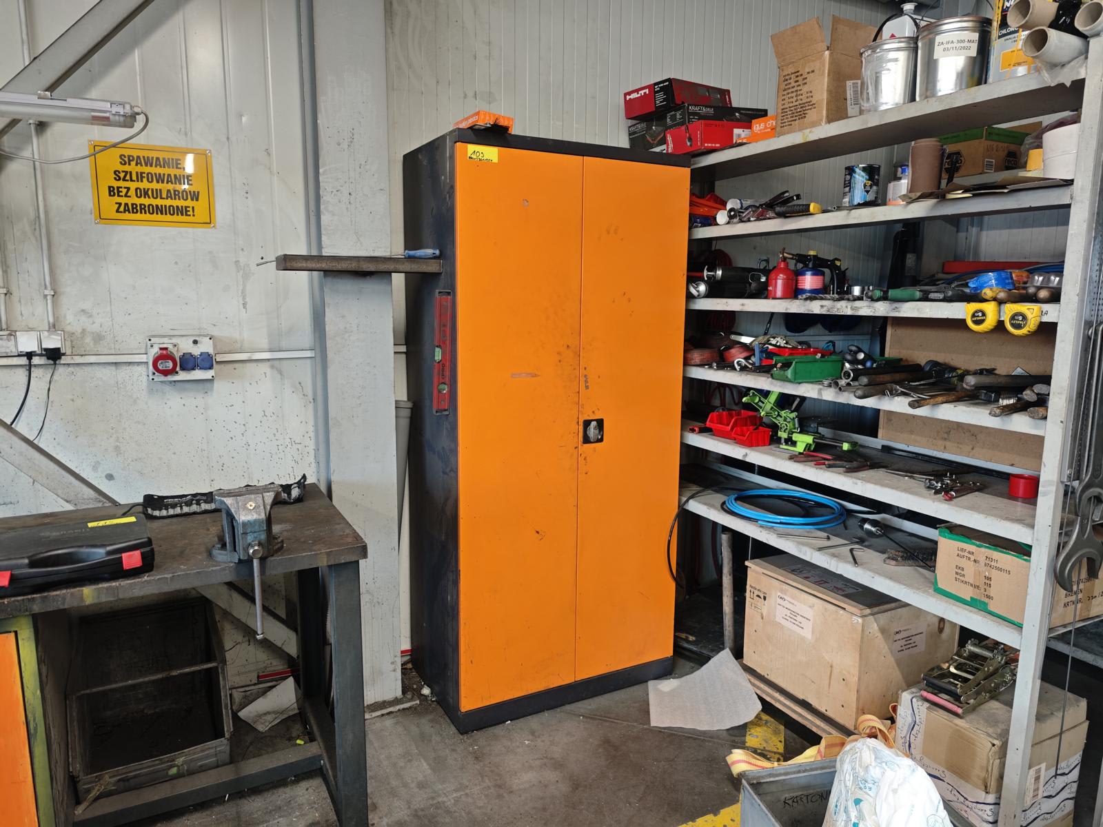 Workshop cabinet with contents