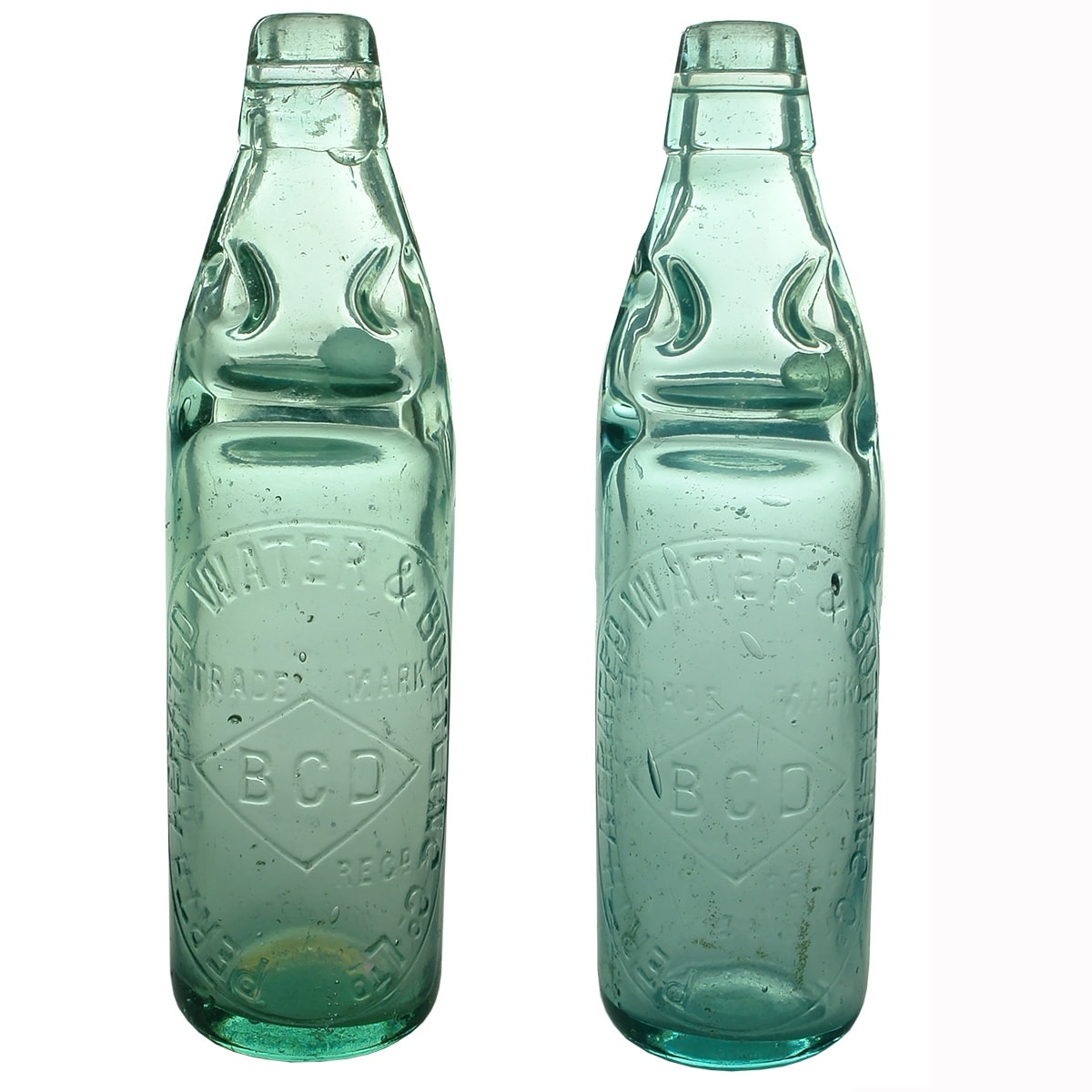 2 Codds: Both BCD, one with Perth Aerated Water & Bottling Co Ltd and the other doesn't have Ltd at the end of the name. Applied top and Spun top. (Western Australia)