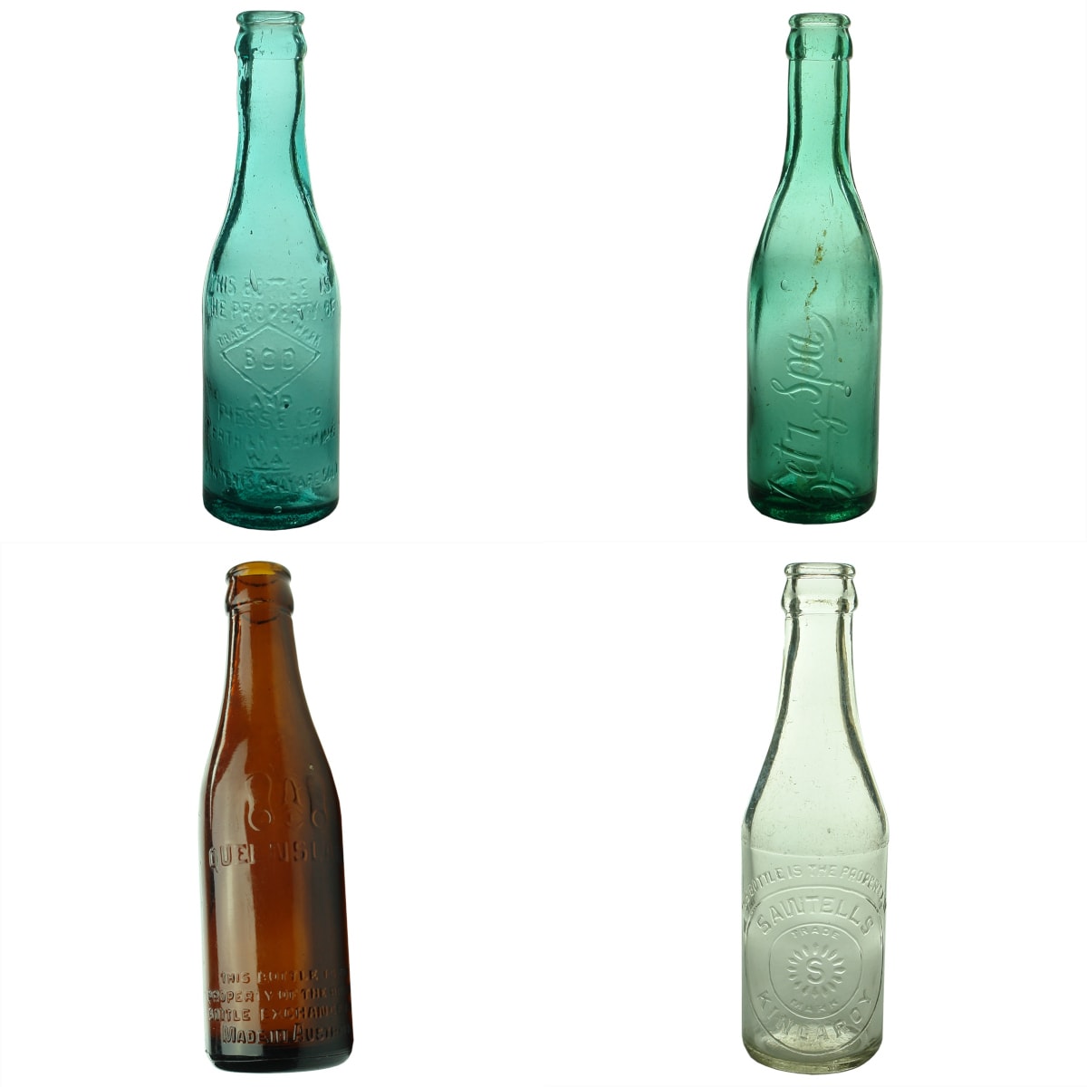 4 Small Crown Seals: BCD & Piesse, Perth & Katanning; Zetz Spa; Brisbane Bottle Exchange; Sawtells, Kingaroy.