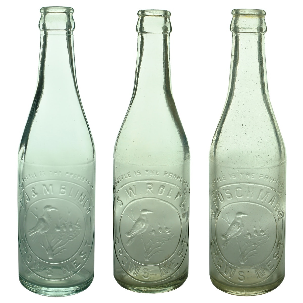 3 Crows Nest Crown Seals: P. J. & M. Blinco; S. W. Rolfe; H. Puschmann. Crows & Chicks in nest. 10 oz. (Queensland)