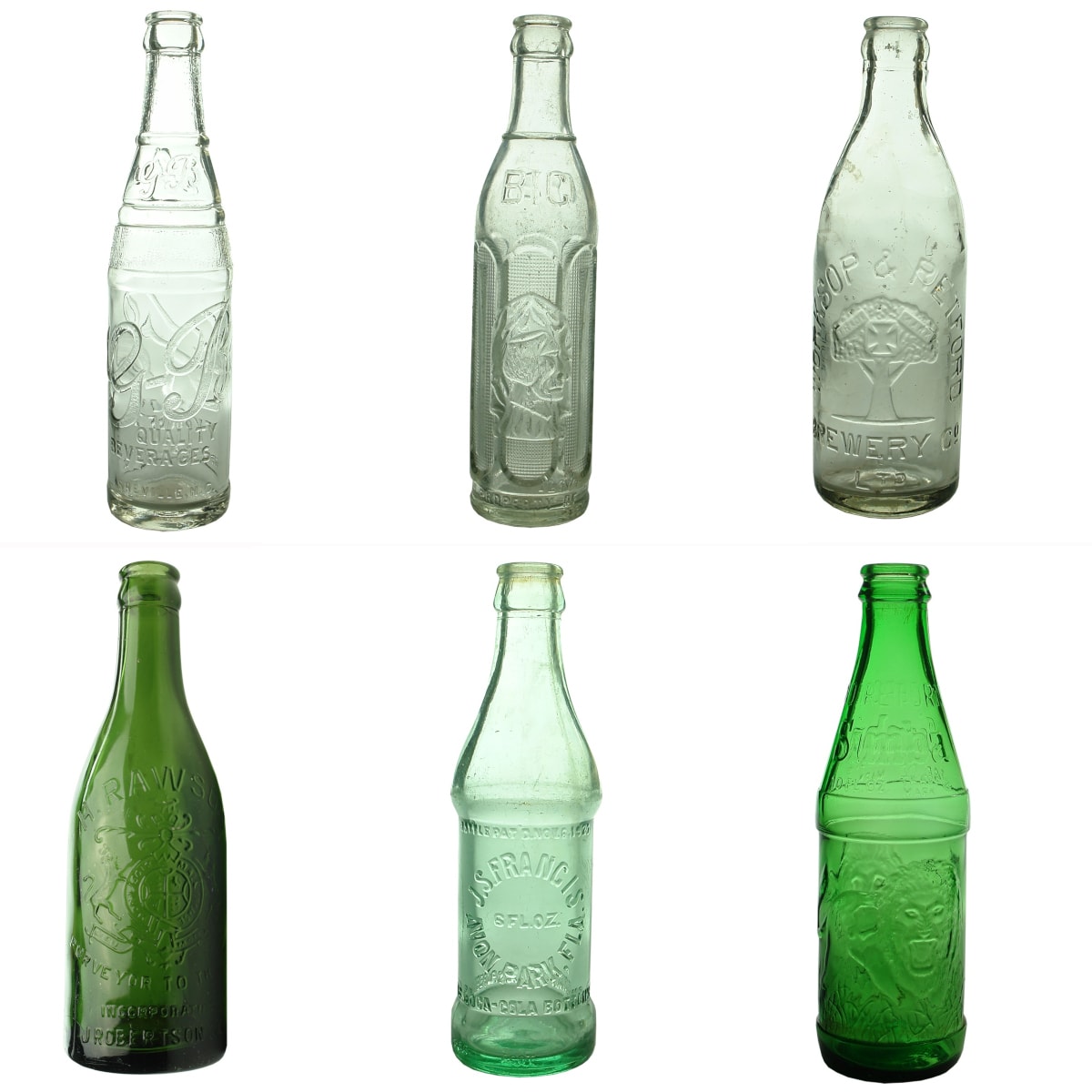 6 International Crown Seals: GB Beverages, Grapette; Big Chief, Coca Cola Bottling Co; Worksop & Retford Brewery; H. Rawson; J. S. Francis, Avon Park; Simba.