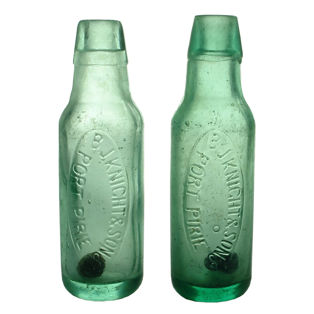 2 Lamonts: Both B. J. Knight & Sons Port Pirie. Applied top & Spun top. 6 oz. (South Australia)