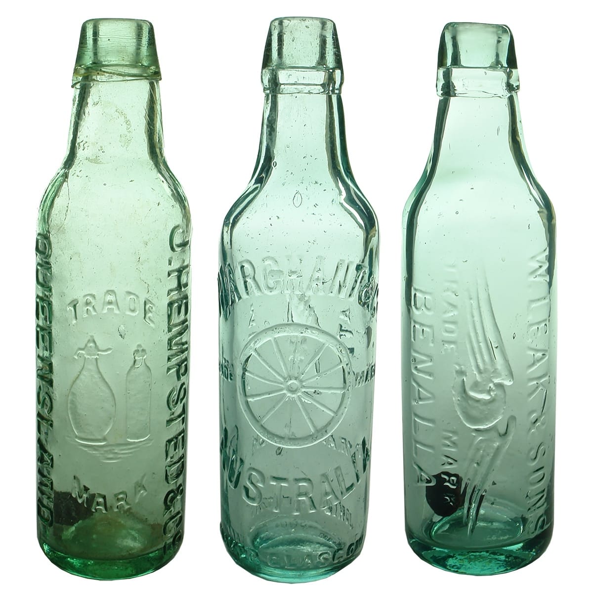 3 Lamonts. J. Hempsted & Co., Queensland; Marchant & Co., Australia; W. Leak & Sons, Benalla.