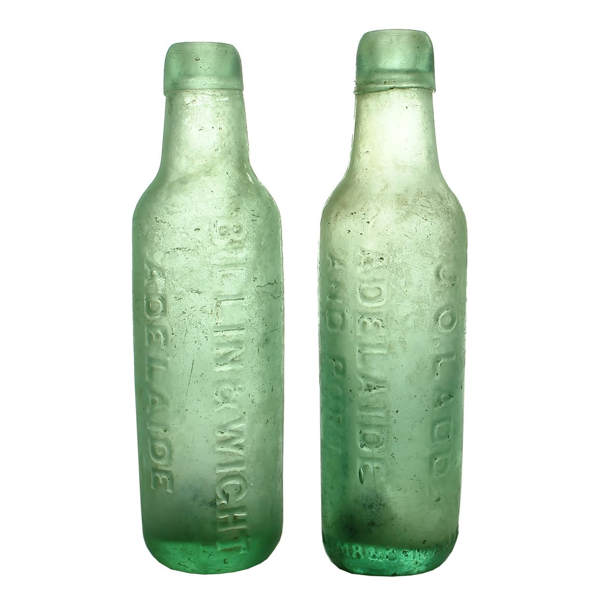 2 Lamonts: J. O. Ladd, Adelaide and Port; Billin & Wight, Adelaide. Lamonts Patents. 10 oz. (South Australia)
