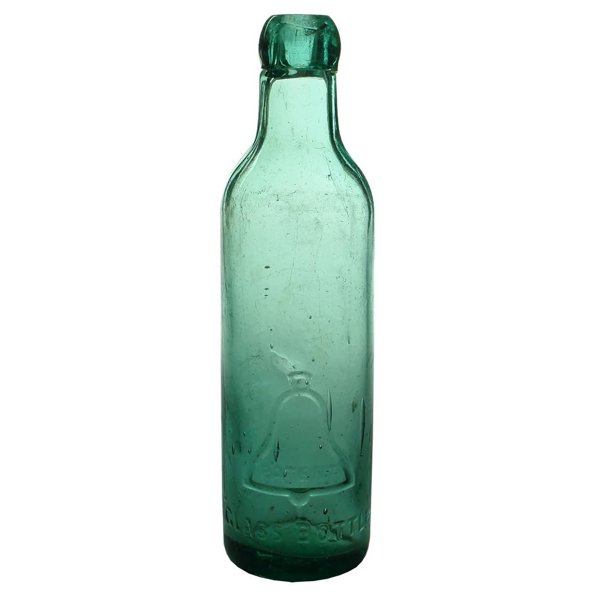 Patent. Bell Patent, Melbourne Glass Bottle Works Co. Aqua. 10 oz. (Victoria)