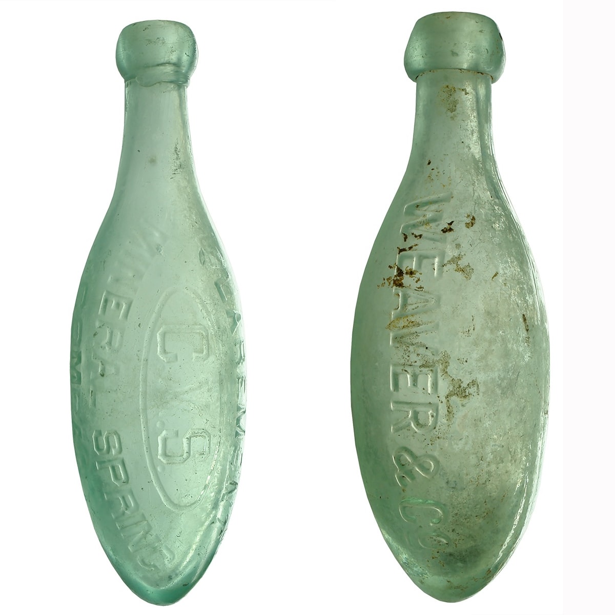 Two Torpedos: Claremont Mineral Spring Company; Weaver & Co Aerated Water Manufacturers. (Western Australia & Tasmania)