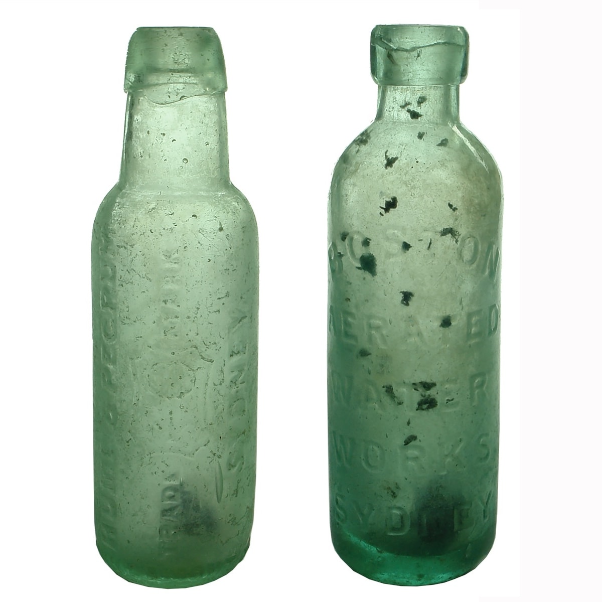 2 Small Aerated Waters: Hume & Pegrum, Sydney. Lamonts Patent; Boston Aerated Water Works Sydney. Hutchinson Patent. (New South Wales)