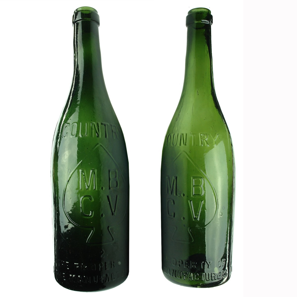 2 MBCV Country Ring Seals. Slight variations - one has a 2 below the spade. Manufacturers Bottle Co. of Victoria Pty Ltd. (Victoria)