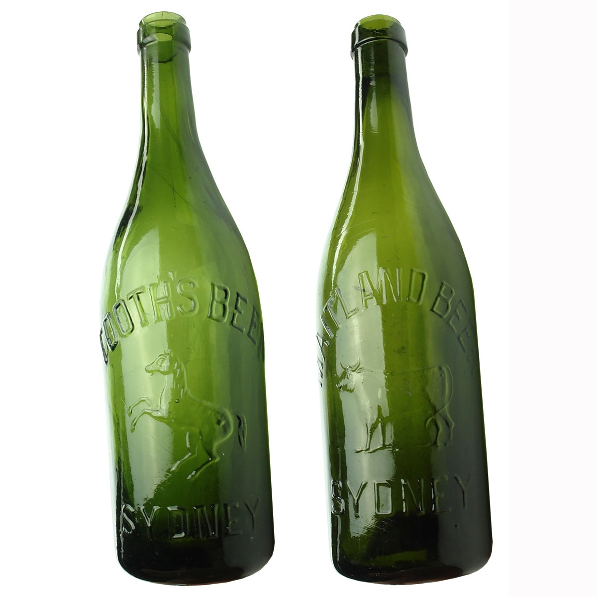 2 Ring Seal Beers: Tooth's Beer, Sydney; Maitland Beer, Sydney. Green. 26 oz. (New South Wales)