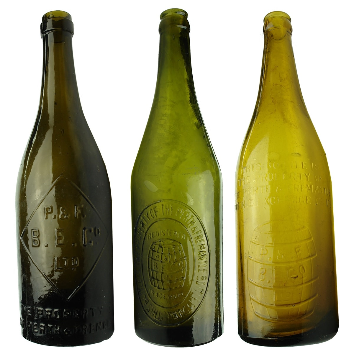 3 different Perth & Fremantle Bottle Exchange Co Ltd. BECO. Beers. (Western Australia)