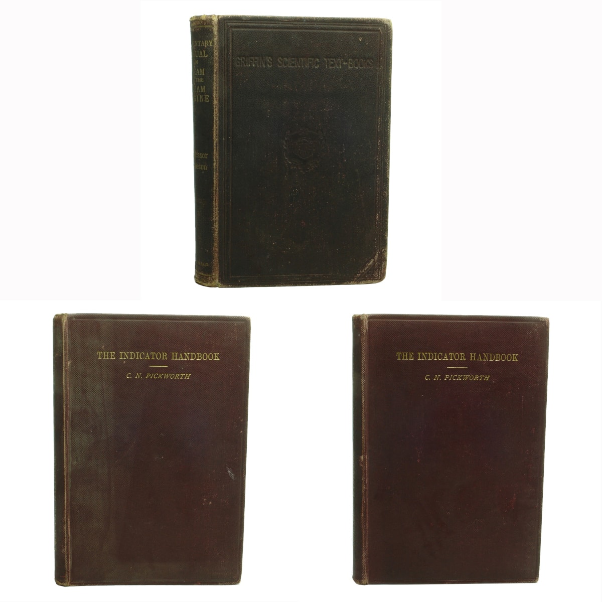 3 Books: Elementary Manual on Steam and the Steam Engine; Indicator Handbook Parts 1 and 2.