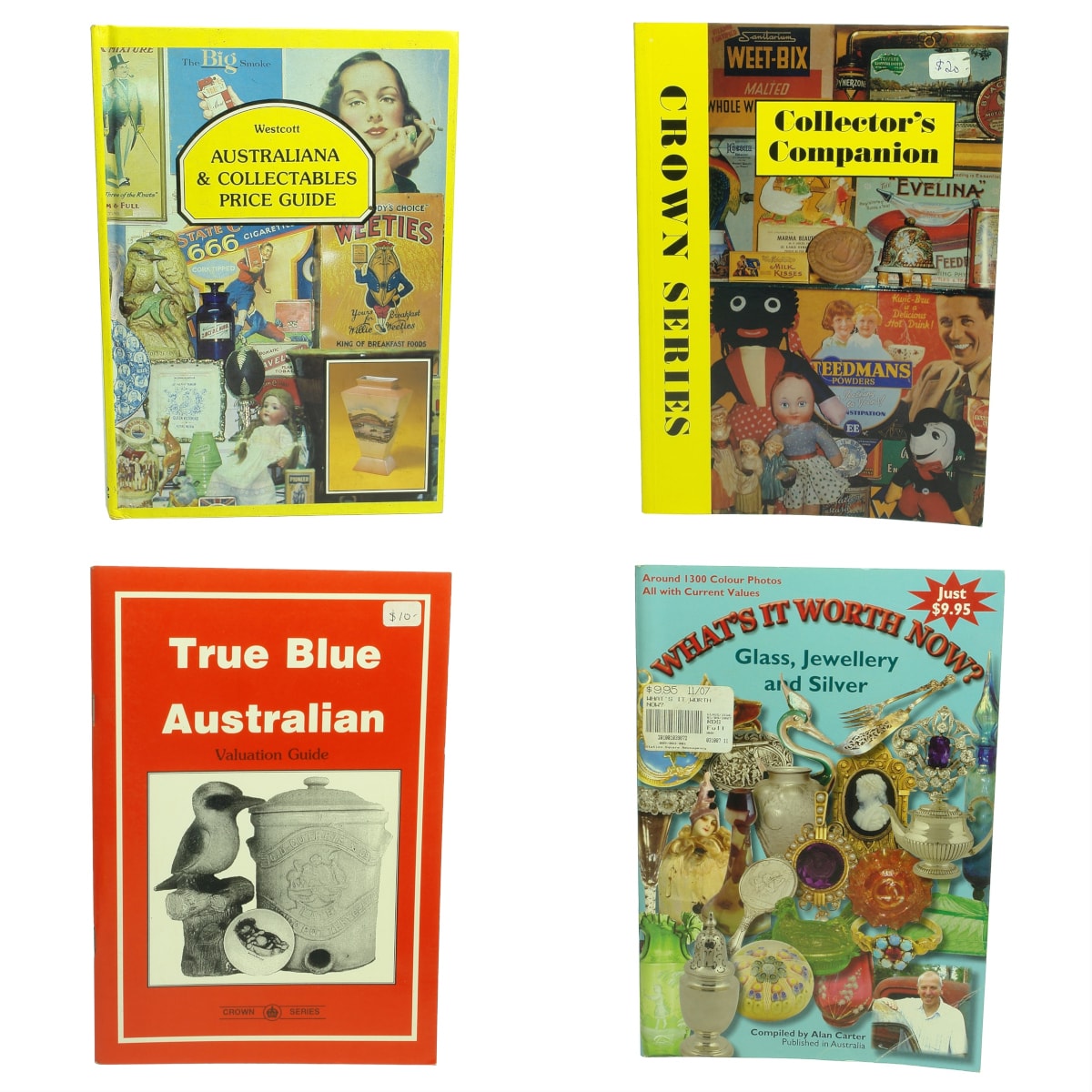 4 Small Collectors Books: Australiana & Collectables; Collectors Companion; True Blue Australian; What's it worth now?