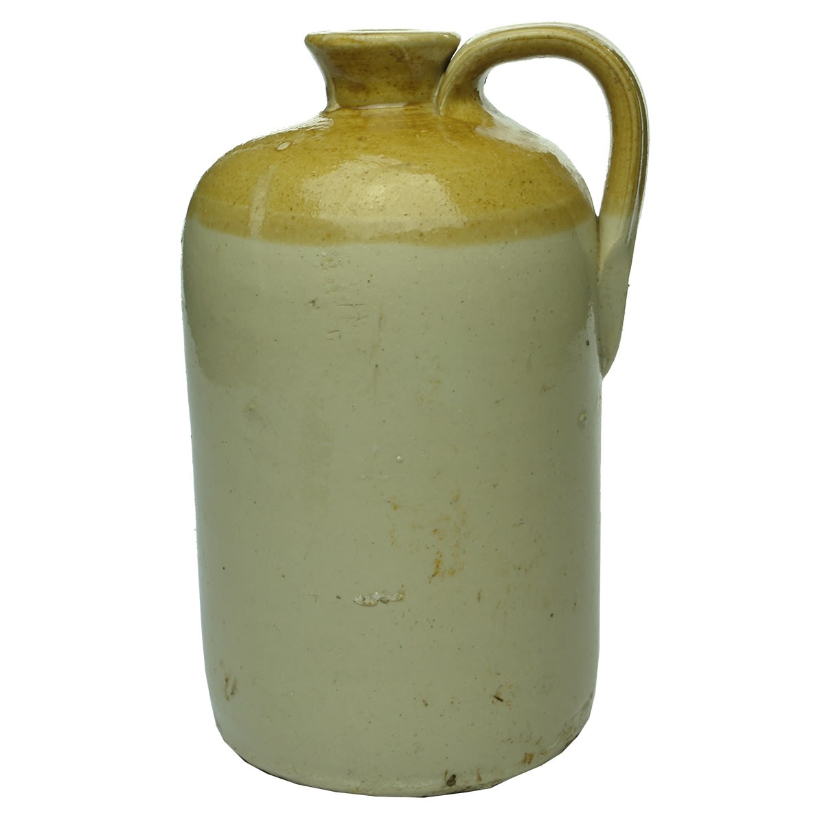 Demijohn. Unmarked quart two tone handled demijohn.