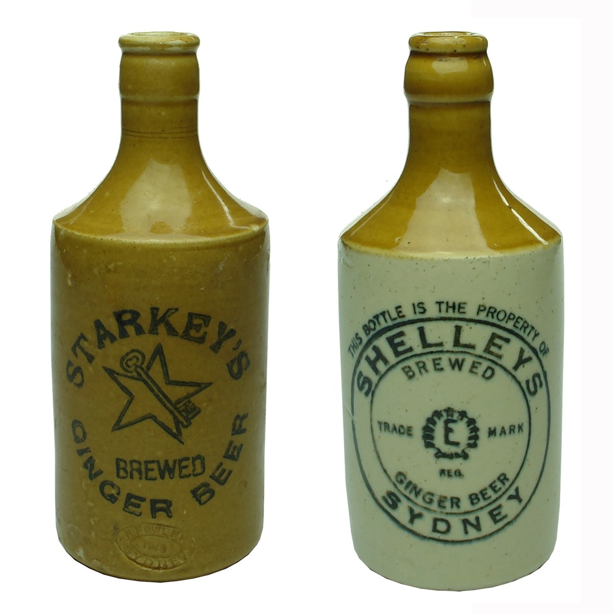 2 Crown Seal Ginger Beers: Starkey's Brewed Ginger Beer; Shelleys Sydney. (New South Wales)