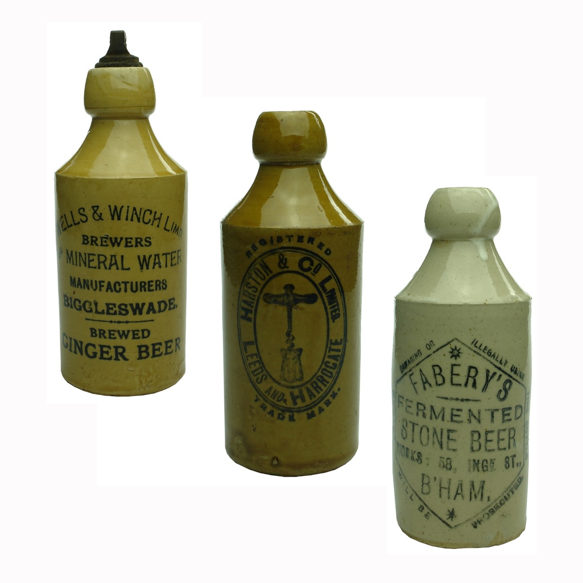 3 UK Ginger Beers: Wells & Winch Ltd Biggleswade; Harston & Co Ltd Leeds & Harrogate; Fabery's Birmingham.