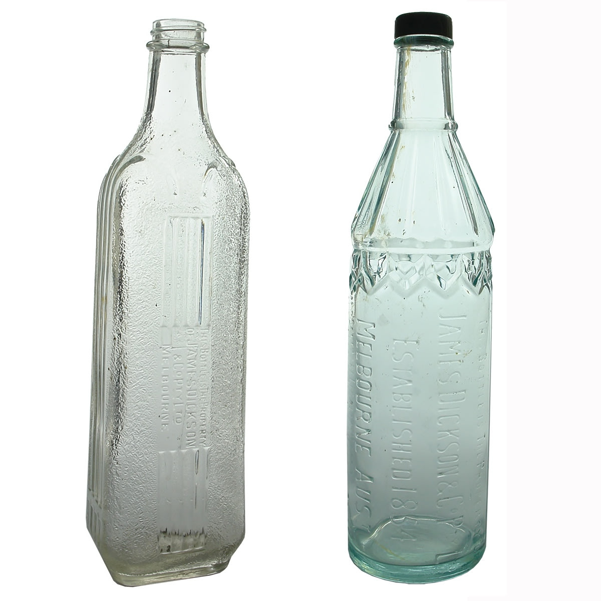 2 Different James Dickson & Co Pty Ltd Melbourne screw top Cordials. (Victoria)