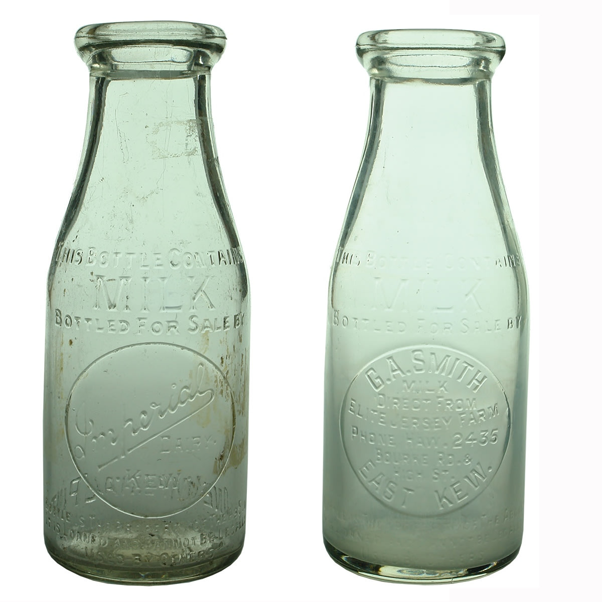2 Milks: Imperial Dairy, Kew. (Base: 128); G. A. Smith, Elite Jersey Farm, East Kew. (base: 341). (Victoria)