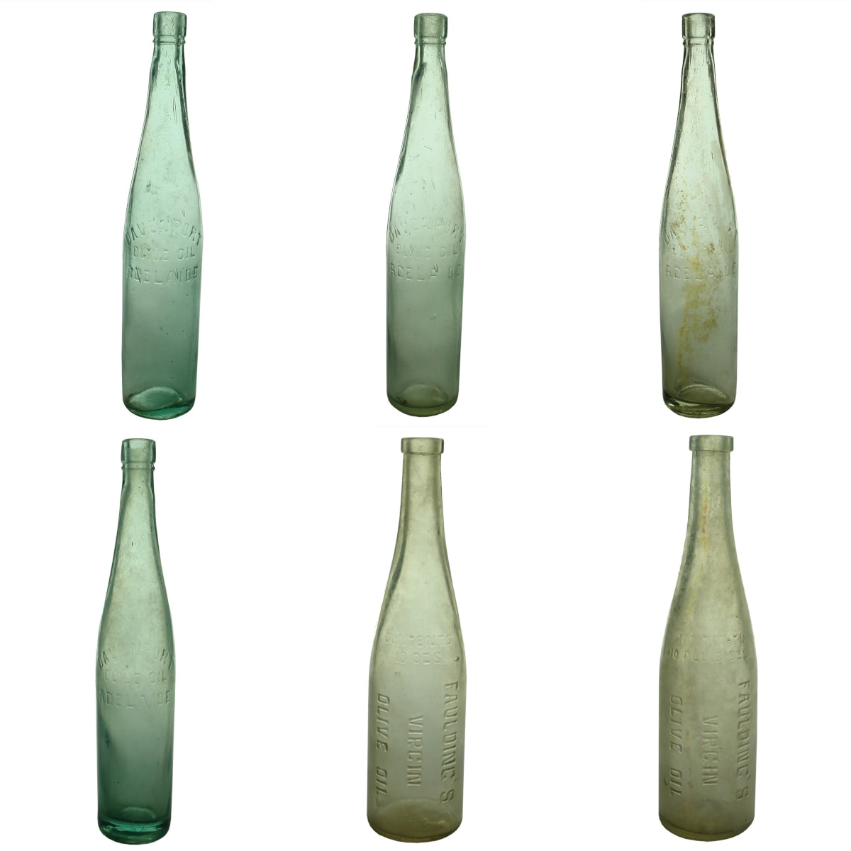 6 Olive Oils: 4 x Davenport Olive Oil Adelaide; 2 x Faulding's Virgin Olive Oil. (South Australia)