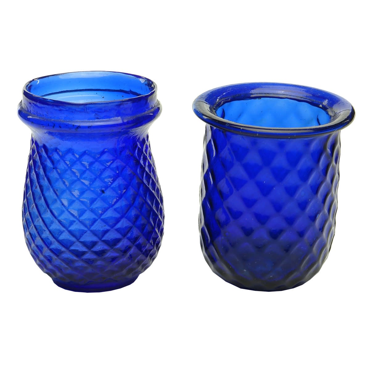 Lamps. Two blue fairy or Christmas lights, one with pontil.
