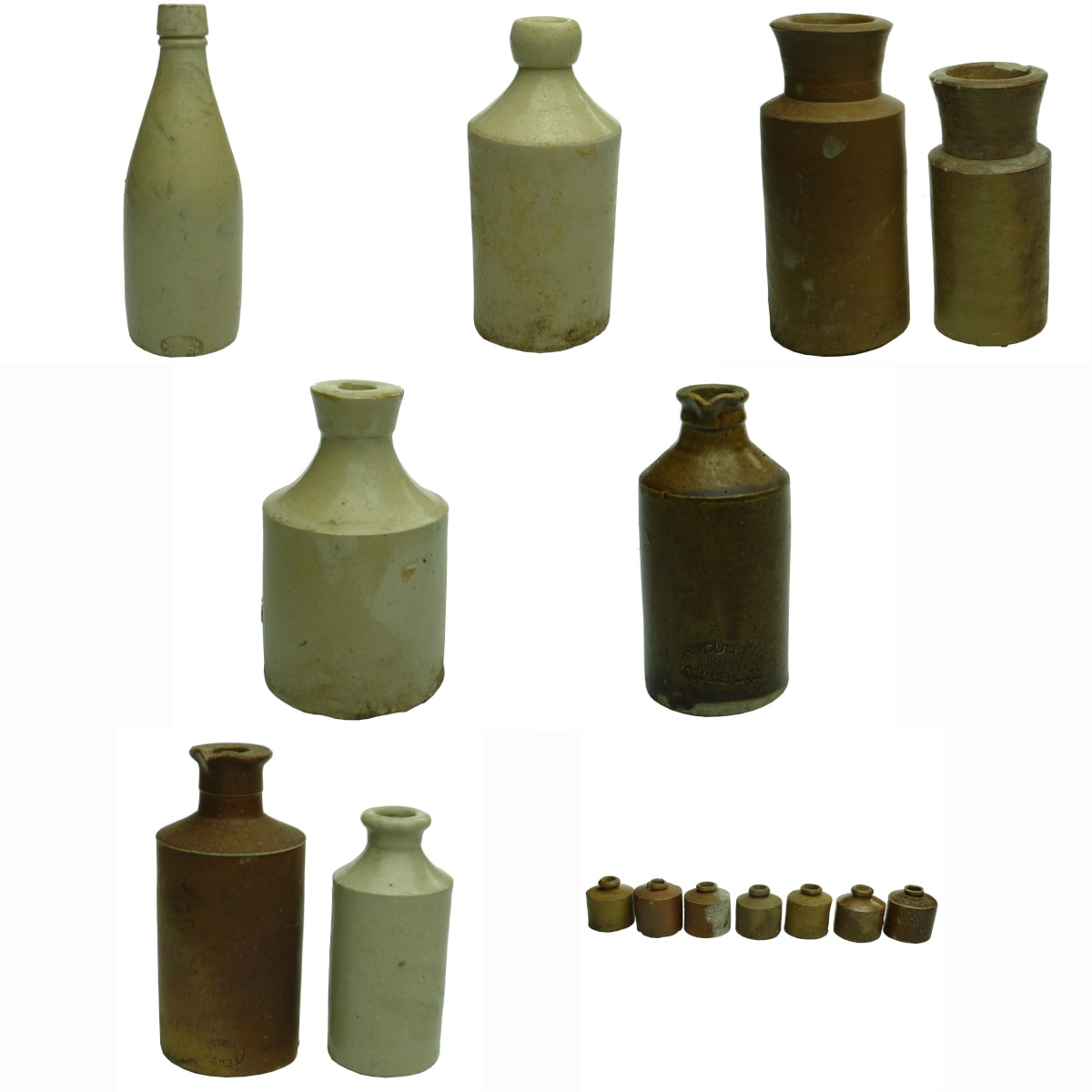 15 Stoneware Pieces: Porter; Ginger Beer; Blacking Jars; Inks etc. (Not for post. Pickup only)