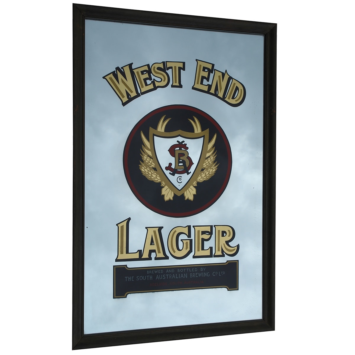Mirror. West End Lager. The South Australian Brewing Co Ltd, Adelaide. 860 x 555 mm. (South Australia) (Late Kingsley Durdin collection)