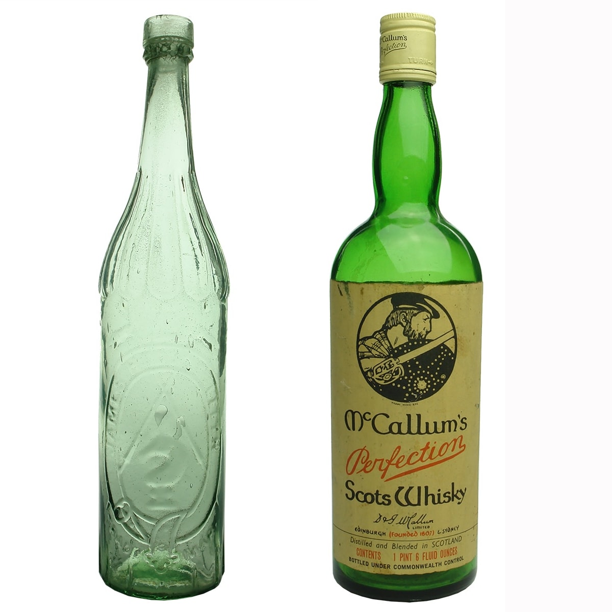 2 Whiskies: James Heddle Leith; McCallums Perfection Scots Whisky.