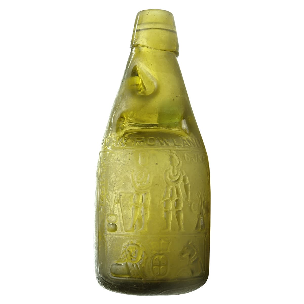 Codd. Evan Rowlands, Ballarat & Melbourne. Dump amber codd. 10 oz. (Victoria)