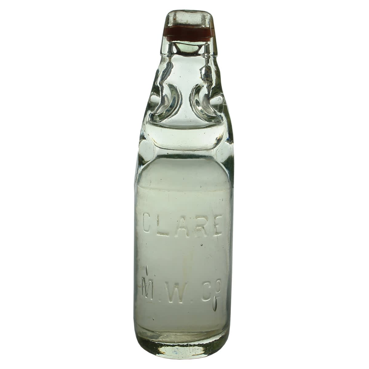 Codd. Clare Mineral Water Co. Clear. 6 oz. Still sealed with contents. (South Australia)