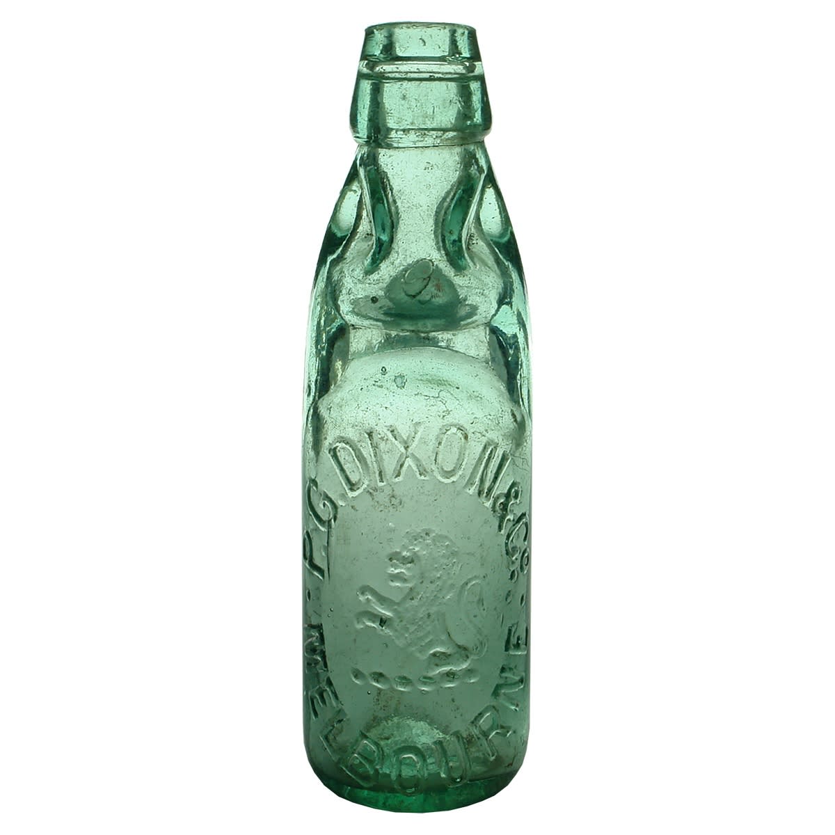 Codd. P. G. Dixon & Co., Melbourne. Niagara. Crude large dimple open badge variety. Aqua. 6 oz. (Victoria)
