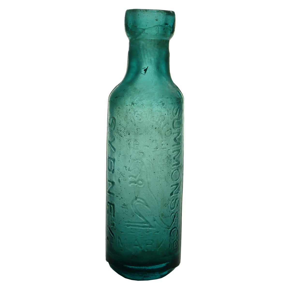 Blob top. Summons & Co., Sydney. Kangaroo. Bluish Aqua. 6 oz. (New South Wales)