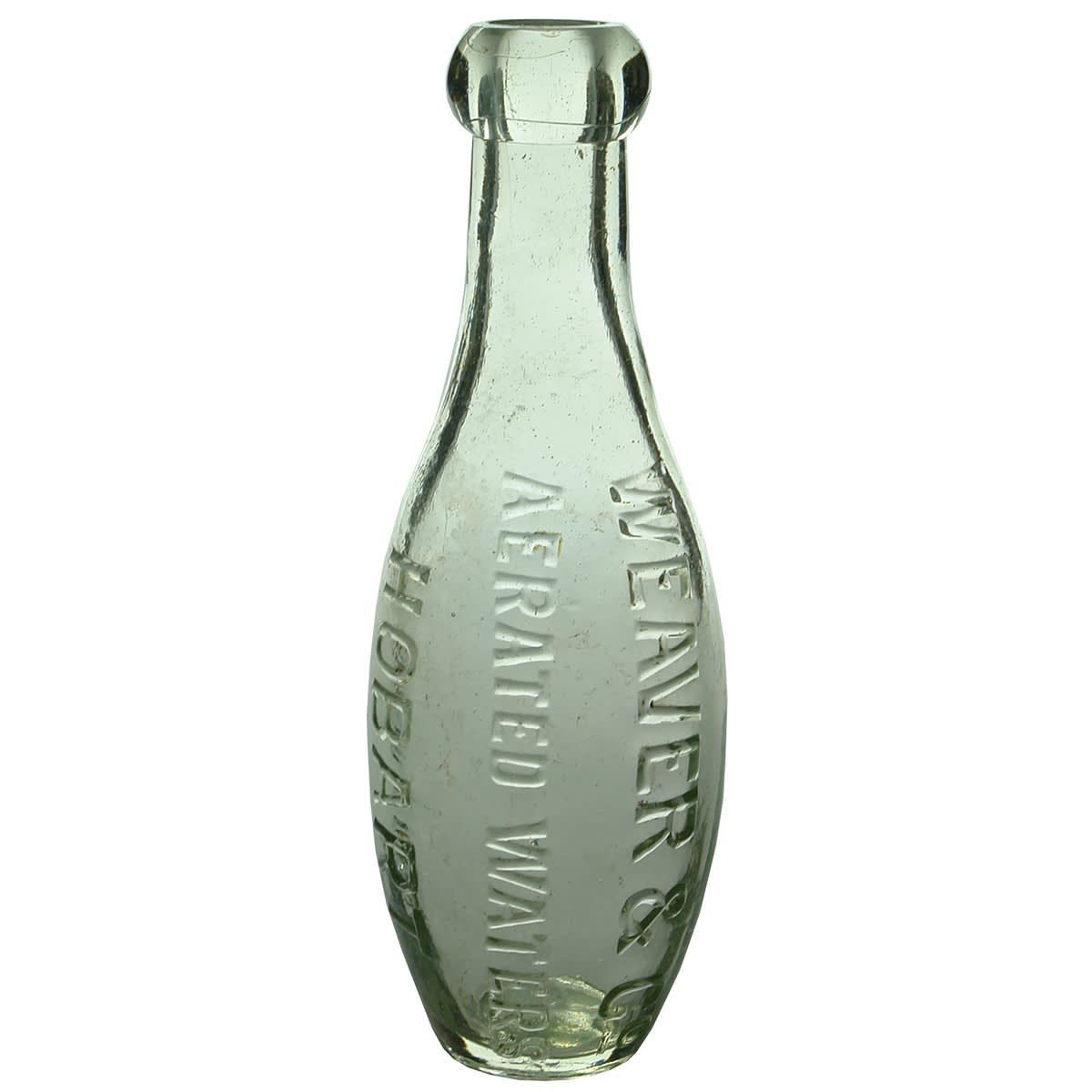 Skittle. Weaver & Co., Hobart. Blob Top. Clear. 6 oz. (Tasmania)
