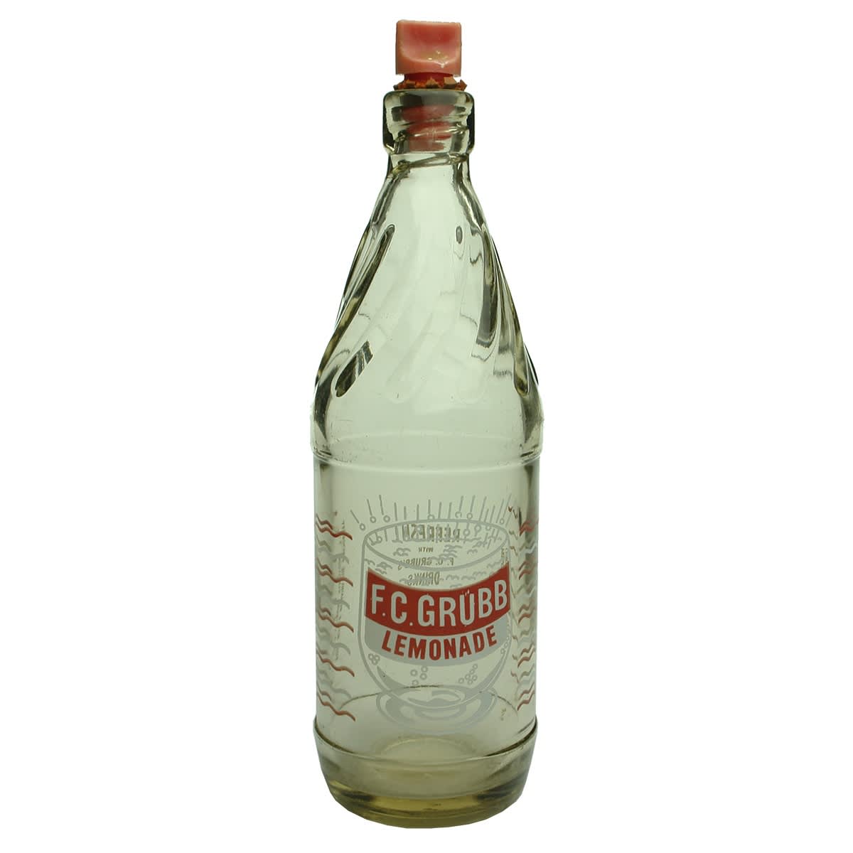 Ceramic Label Internal Thread. F. C. Grubb, Gladstone. Lemonade. (South Australia)