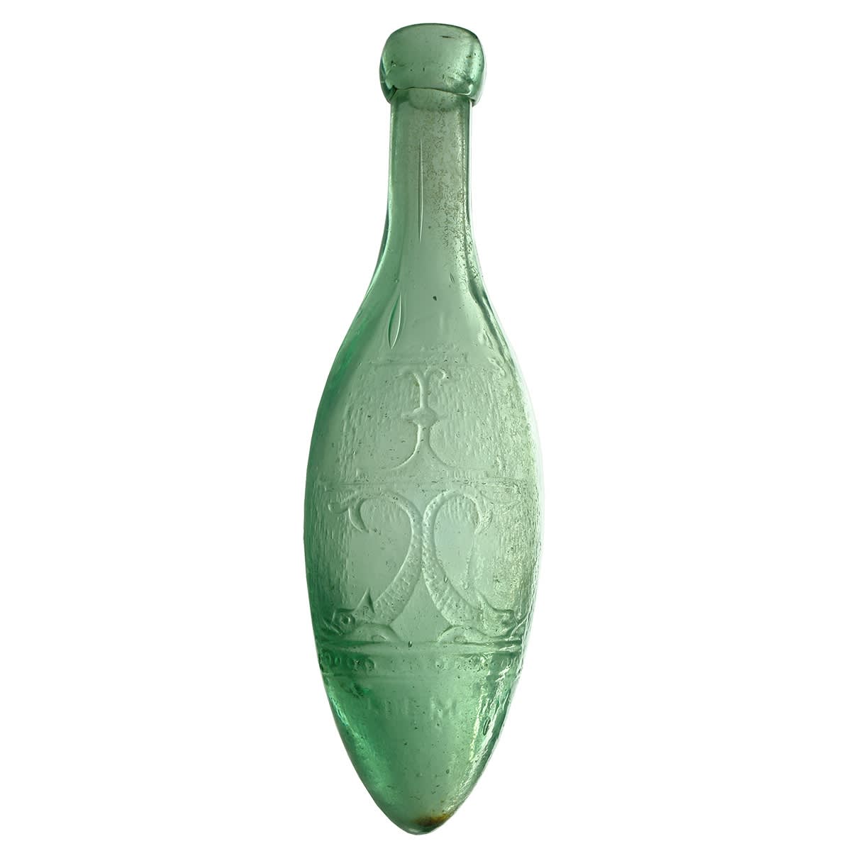 Torpedo.  J. Schweppe & Co Ld, London, Sydney and Melbourne.  Fountain. Aqua.  10 oz.