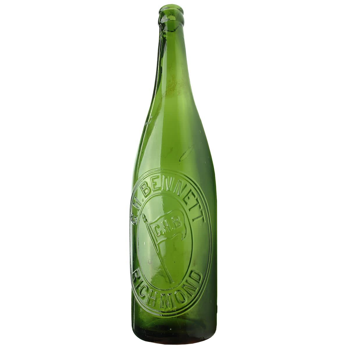 Crown Seal Hop Beer. G. H. Bennett, Richmond. Flag. Green. 26 oz. (Victoria)