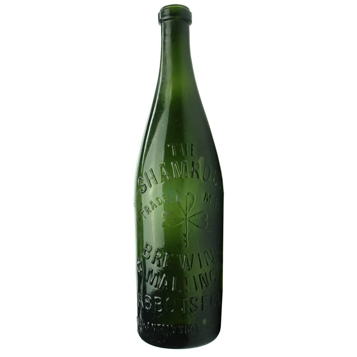 Beer. The Shamrock Brewing & Malting Co, Abbotsford. Ring Seal. Green. 26 oz. (Victoria)