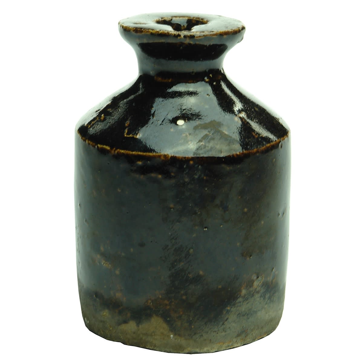 Chinese. Ink with Characters to Shoulder and Base. Chocolate Glaze. 97 mm. (China)