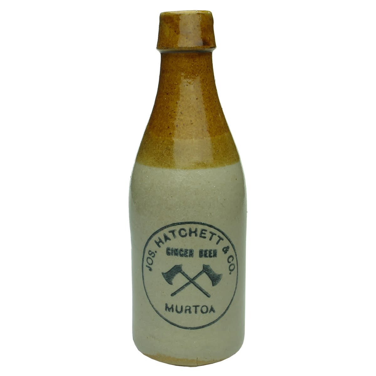 Ginger Beer. Jos. Hatchett & Co, Murtoa. Bendigo Pottery. Champagne. Tan Top. (Victoria)