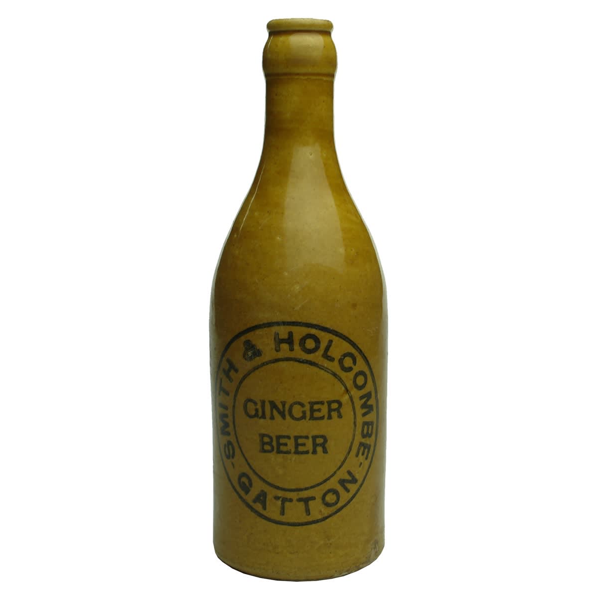Crown Seal Ginger Beer. Smith & Holcombe, Gatton. R. Fowler potters stamp. All Tan. (Queensland)