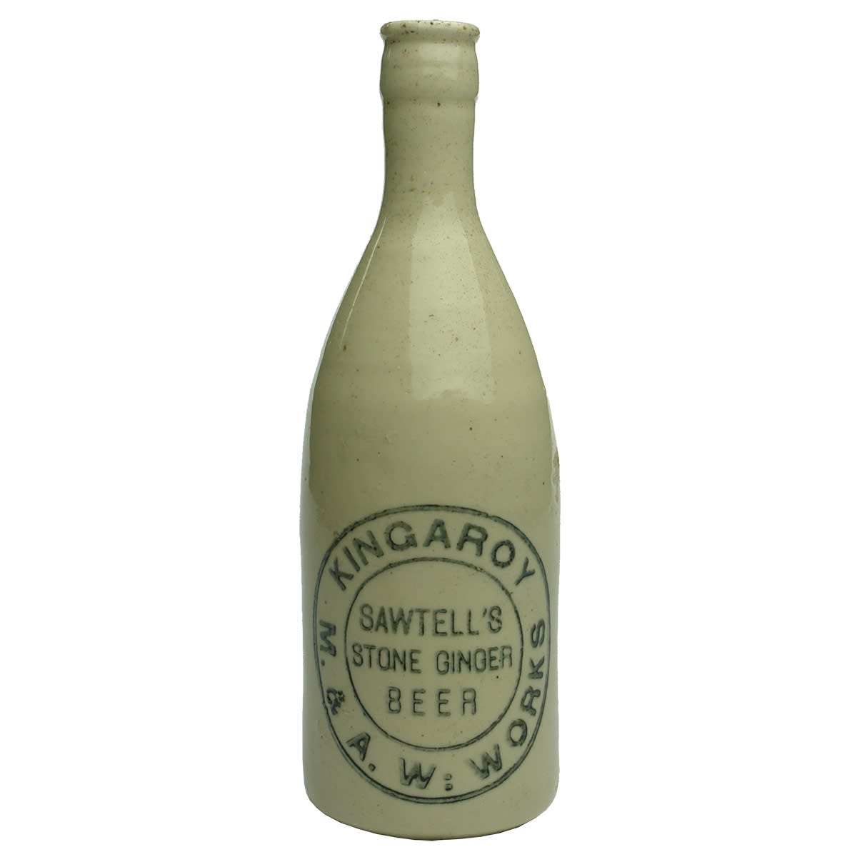 Crown Seal Ginger Beer. Kingaroy M & AW Works. Sawtell's Stone Ginger Beer. All White. R. Fowler Ltd stamp. (Queensland)
