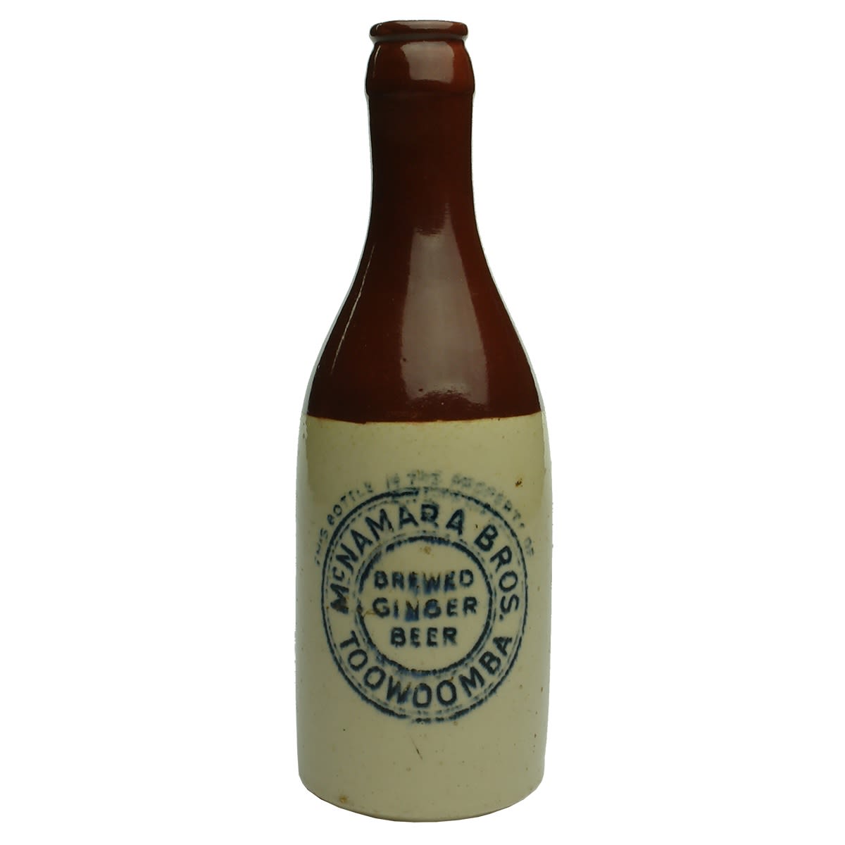 Crown Seal Ginger Beer. McNamara Bros., Toowoomba. Govancroft Pottery. Red Top. (Queensland)