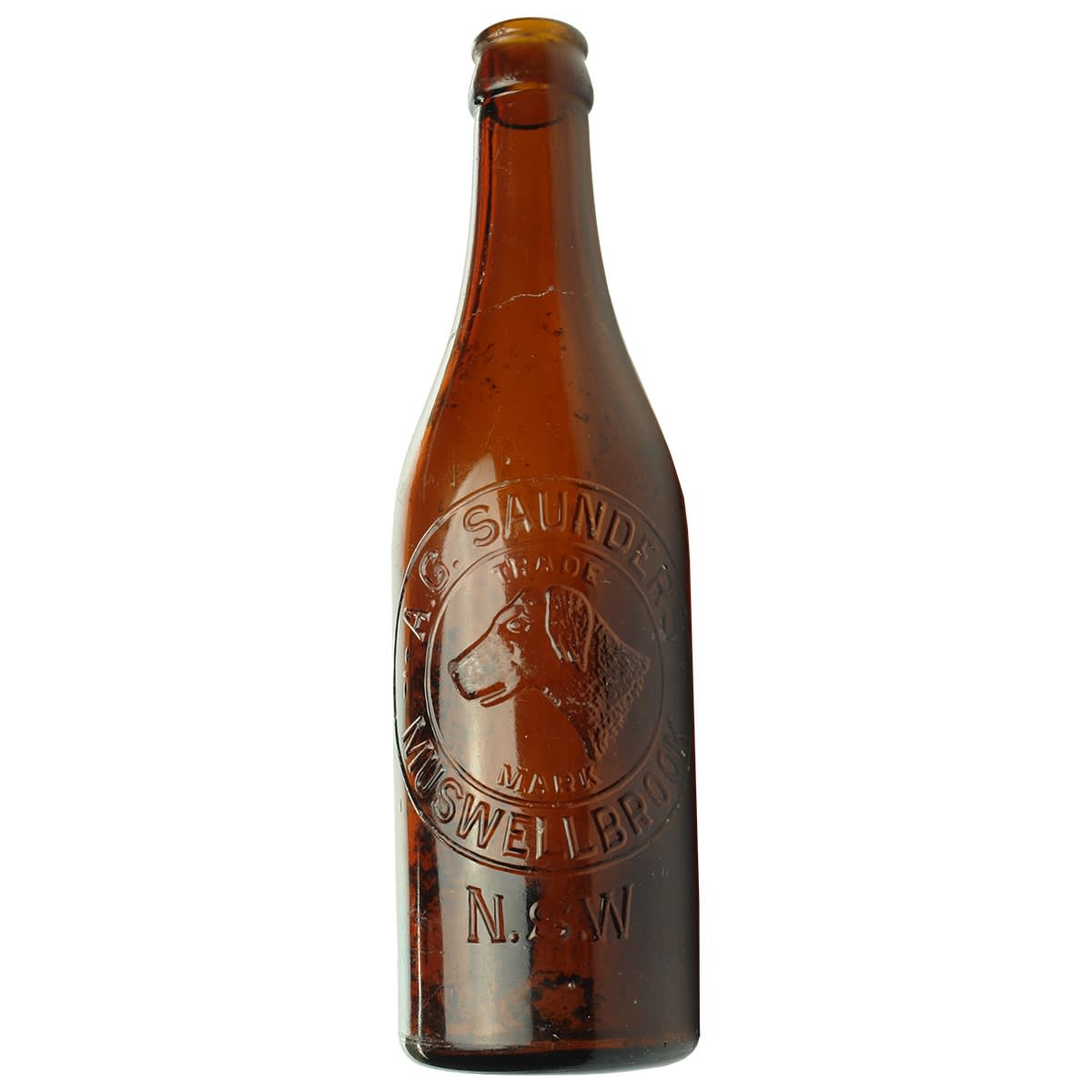 Crown Seal Hop Beer. A. G. Saunders, Muswellbrook. Dogs Head. Amber. 10 oz. (New South Wales)