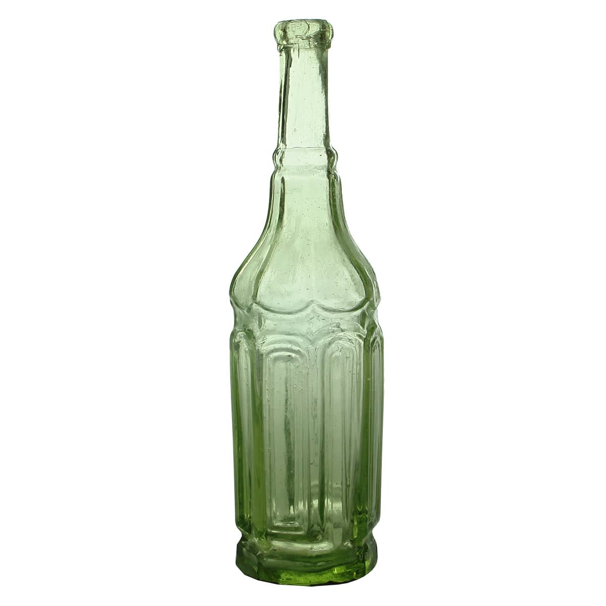 Goldfields Salad Oil. Cathedral with Lobed Shoulder, Octagonal. British Registration Diamond. Lime. 7 oz. (United Kingdom) (This is from the late Kingsley Durdin collection)